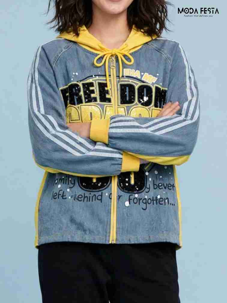 ModaFesta -graphic-sequined-hooded-denim-jacket