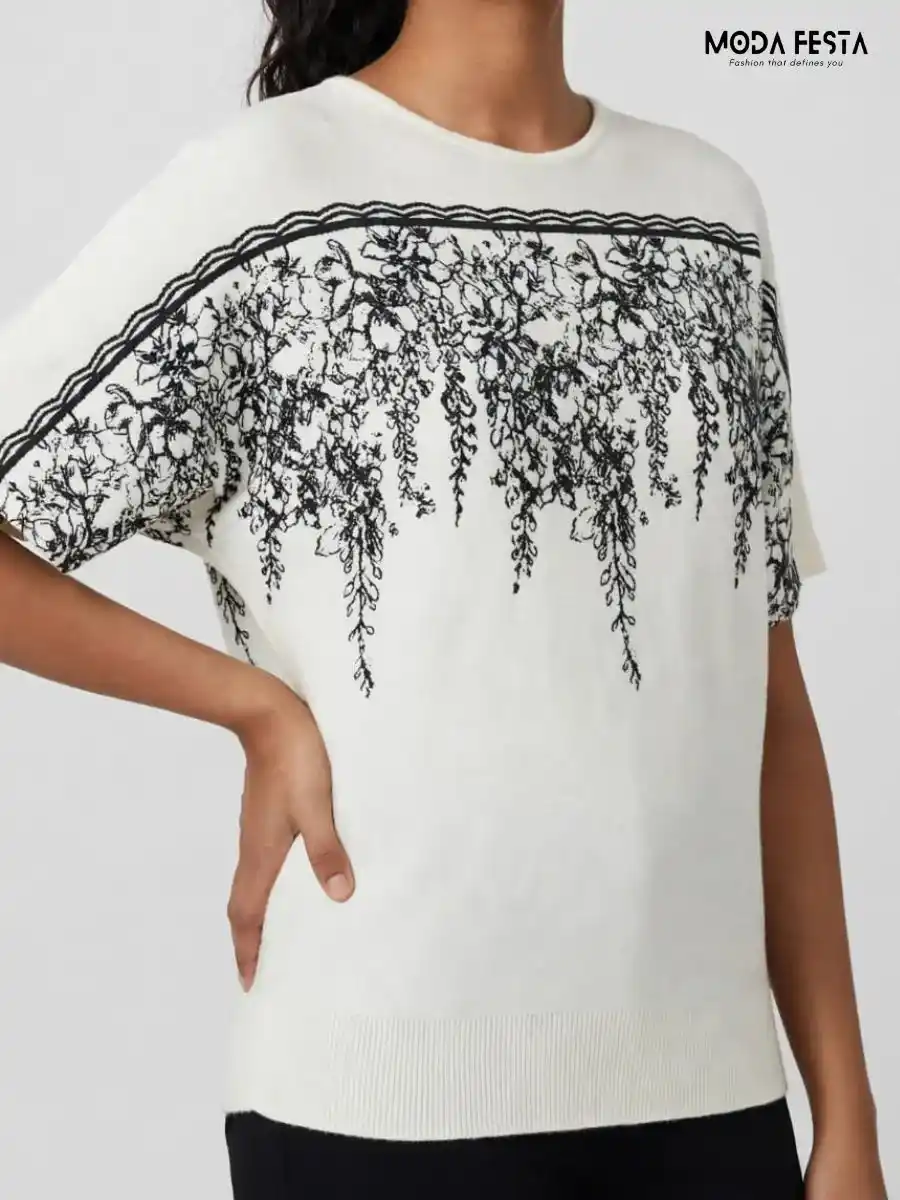 ModaFesta -white-floral-printed-knit-top