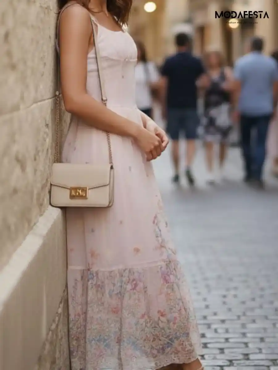 ModaFesta -elegant-floral-print-spegehti-dress-peach