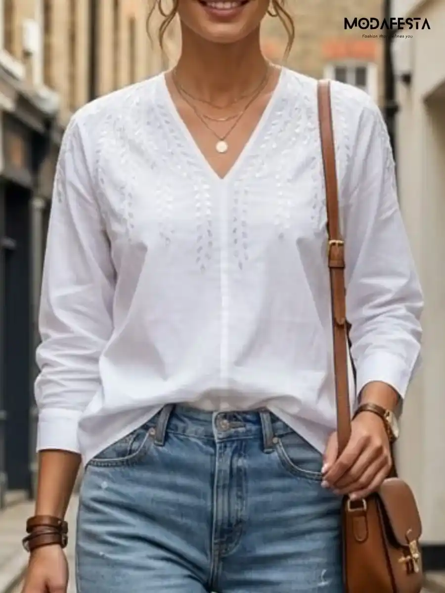 ModaFesta -elegant-embellished-v-neck-top-white