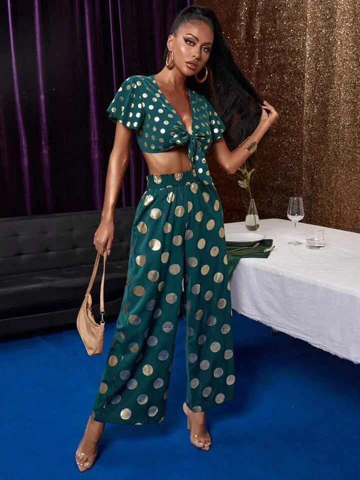 ModaFesta -green-polka-co-ord-set