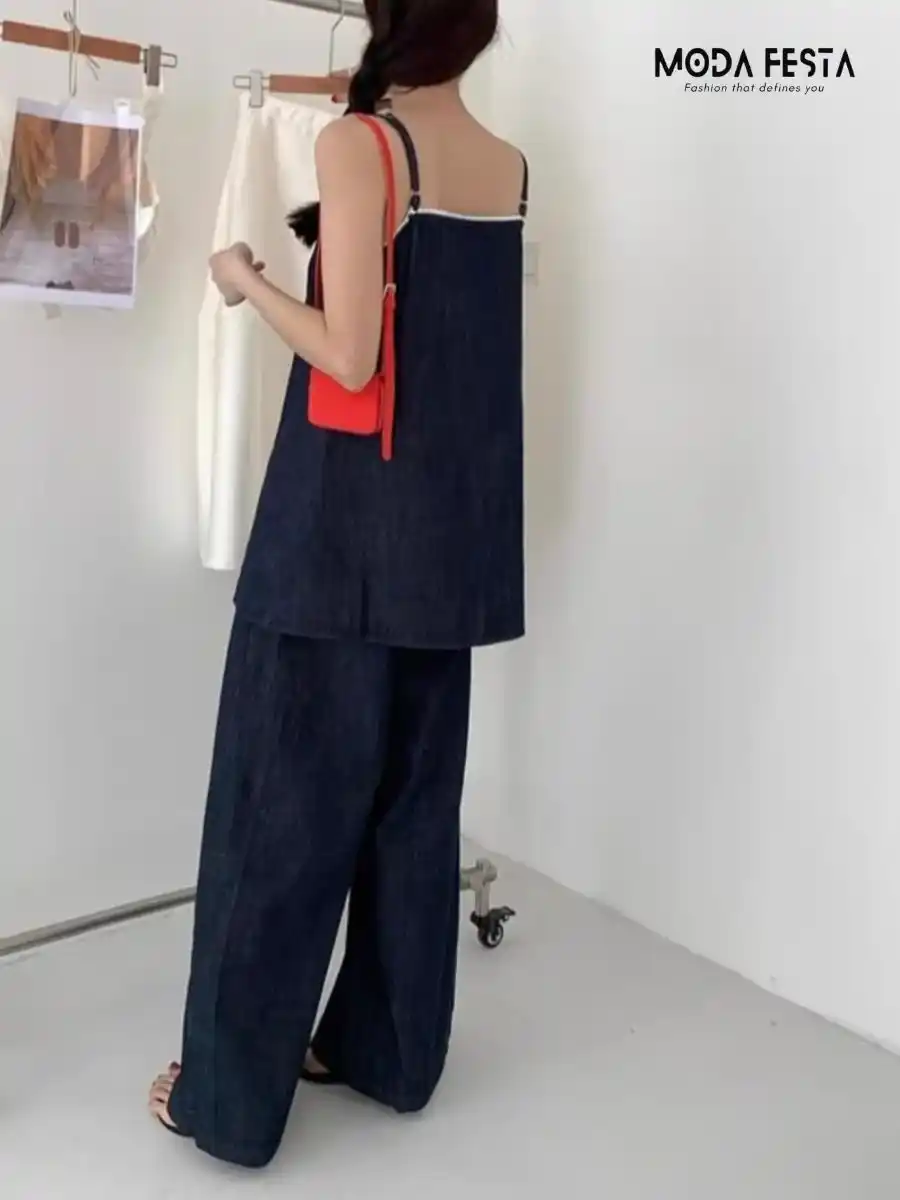 ModaFesta -margaret-denim-flared-coored-set-black
