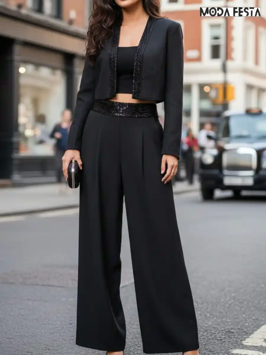 Elegant Sequin Blazer Party Coord Set.