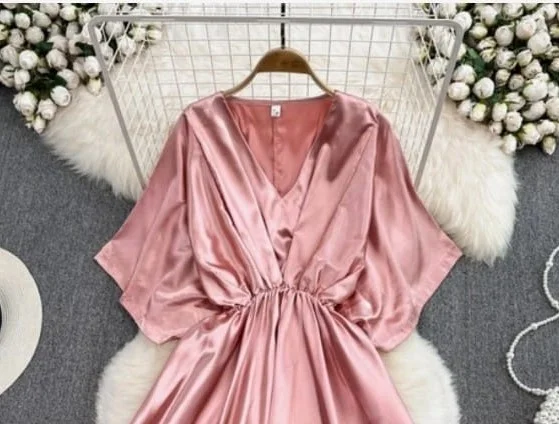 ModaFesta -peach-satin-dress