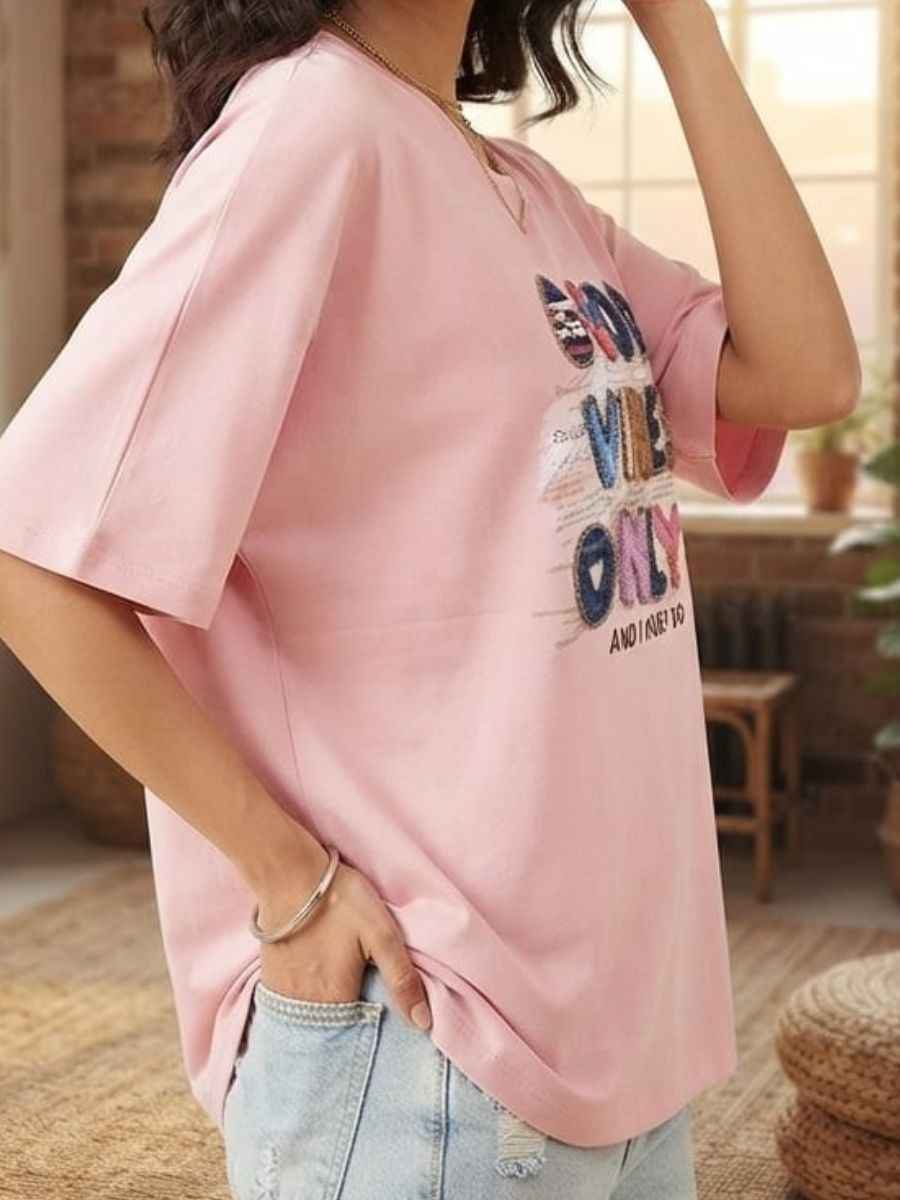 ModaFesta -light-pink-good-vibes-only-oversized-t-shirt