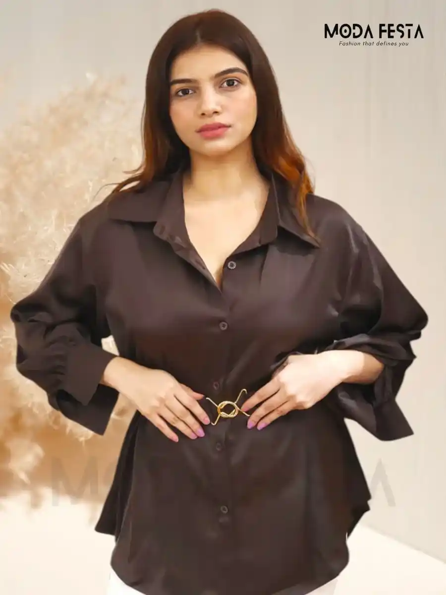 ModaFesta -dark-purple-shirt-with-stylish-belt-for-women