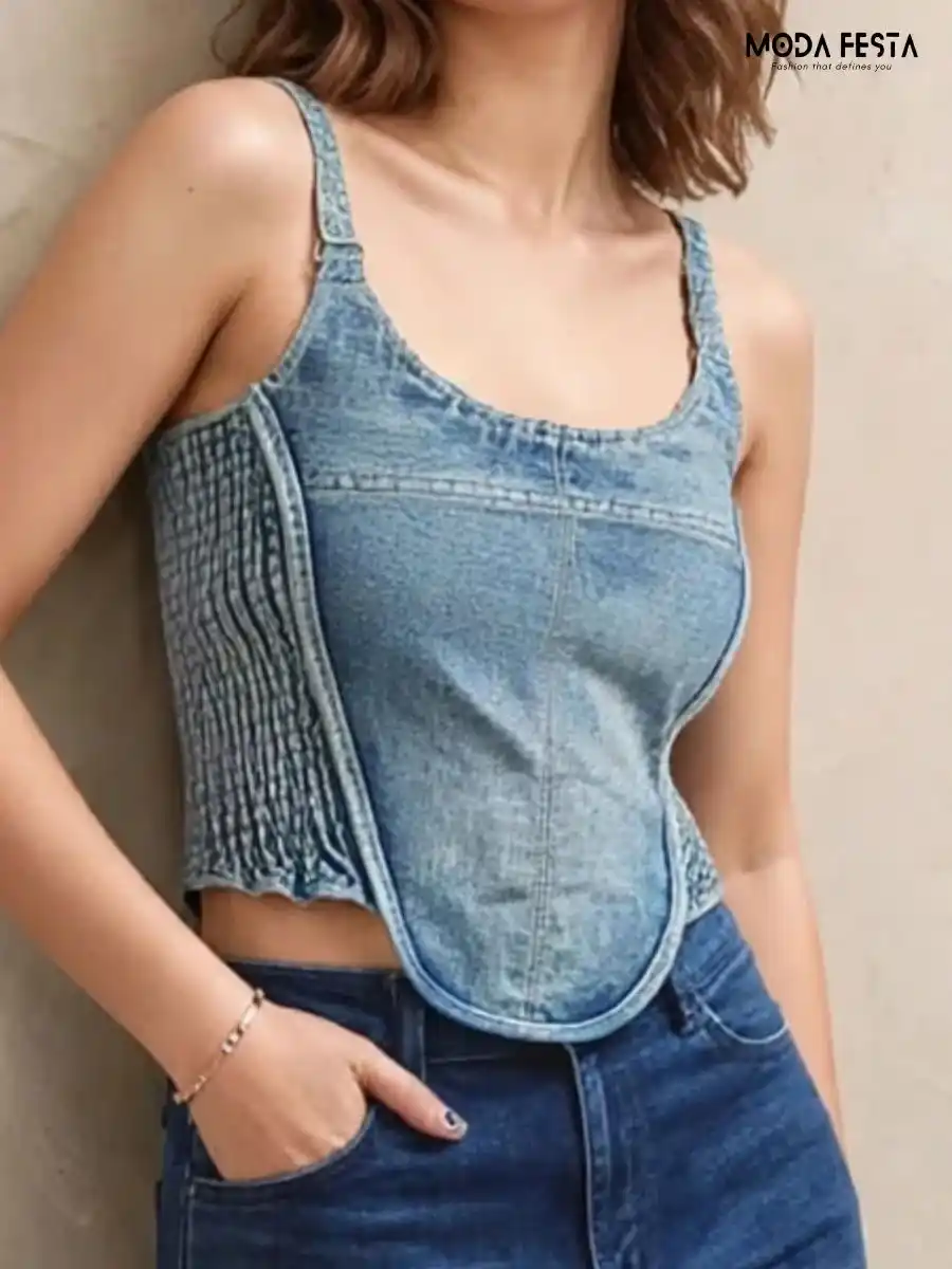 Retro Denim Top