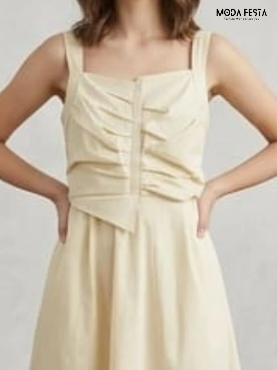 ModaFesta -sleeveless-dress-cotton-strech-long-OFF-WHITE