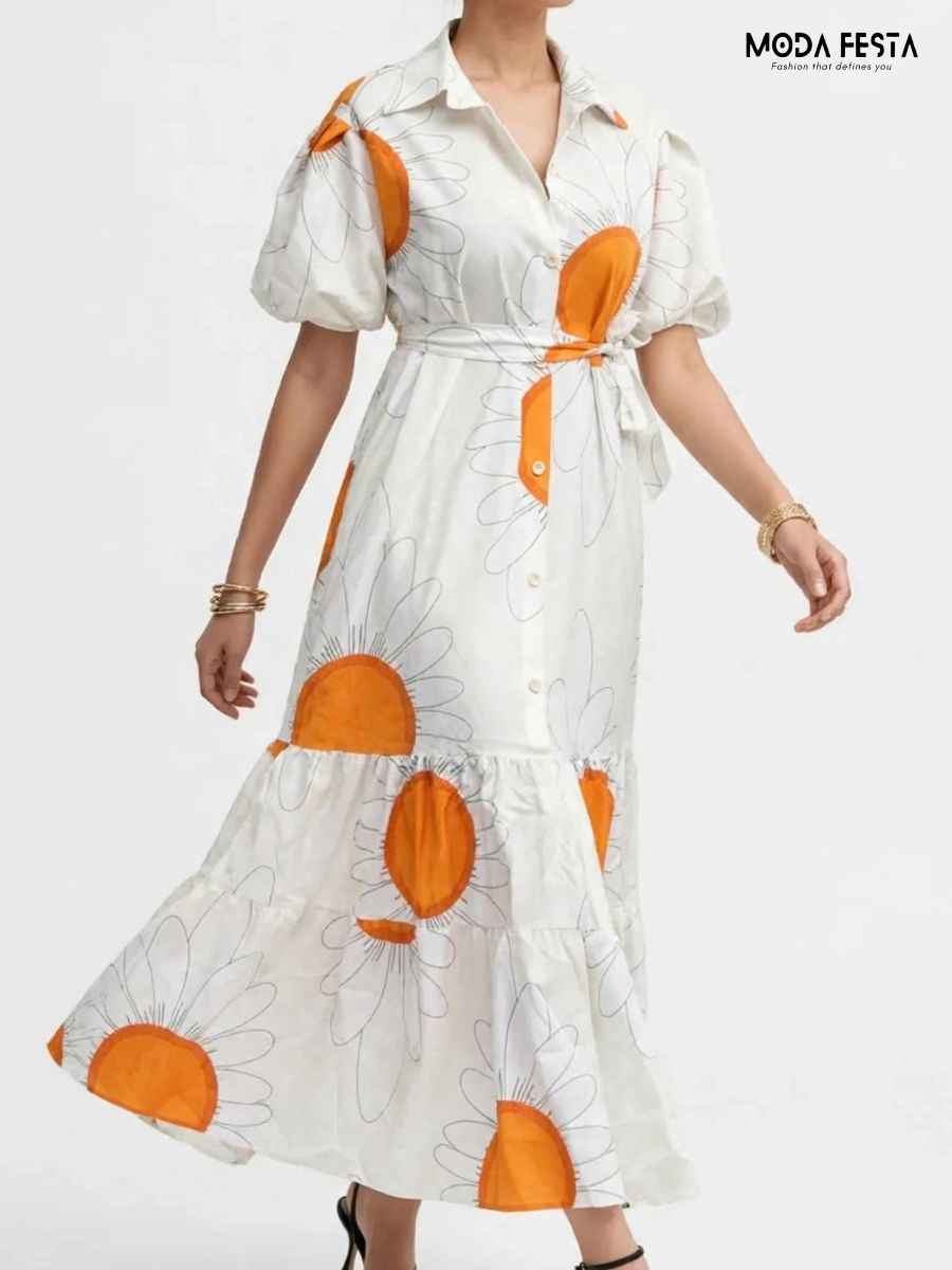 ModaFesta -elegant-print-dress-white