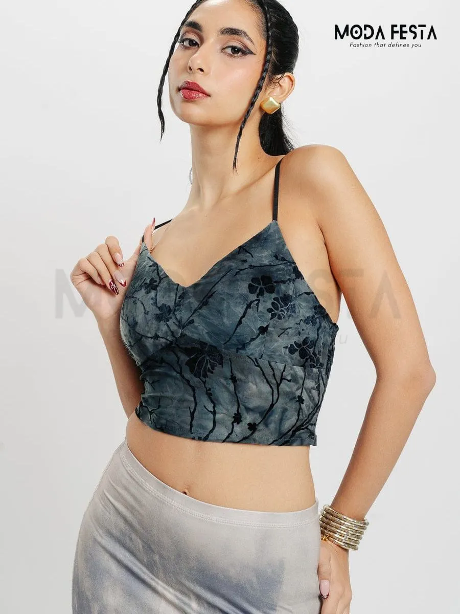 Teal Floral Crop Top