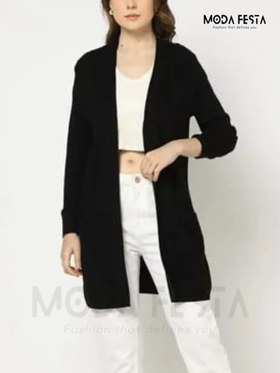 ModaFesta -long-cardigan-shrug-black