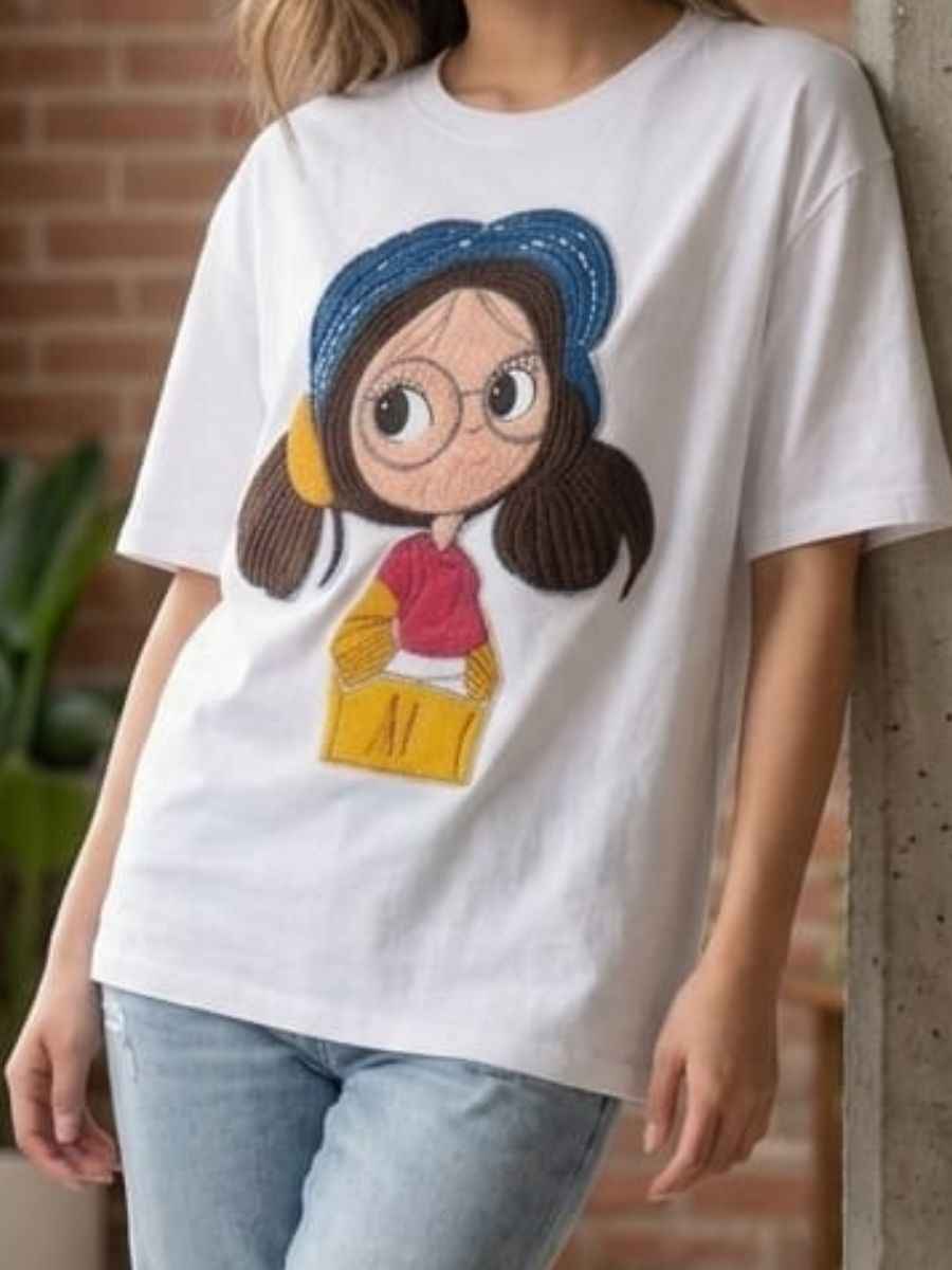 ModaFesta -white-casual-tshirt-with-cartoon-girl-graphic