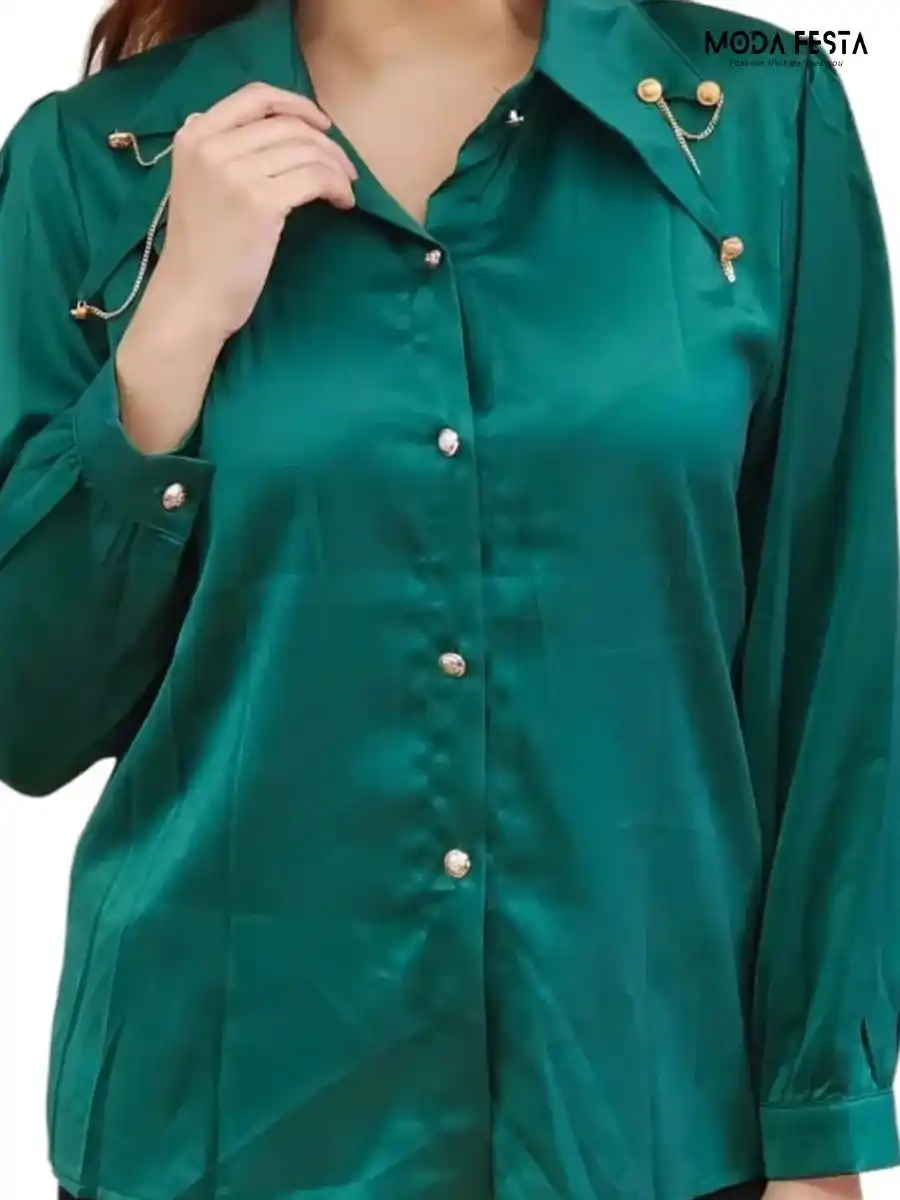 ModaFesta -elegant-style-satin-shirt-green