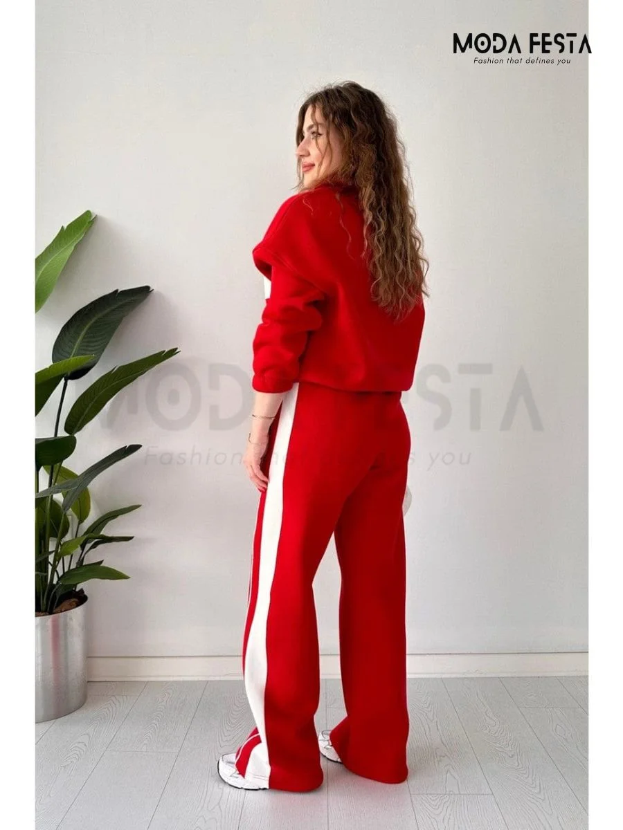 ModaFesta -woollen-zipper-coord-set-red