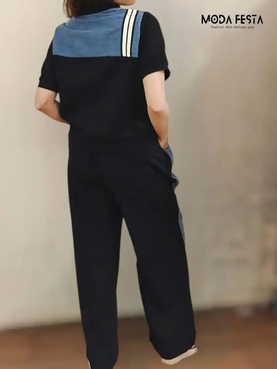 ModaFesta -beautiful-stripe-denim-coord-set-black