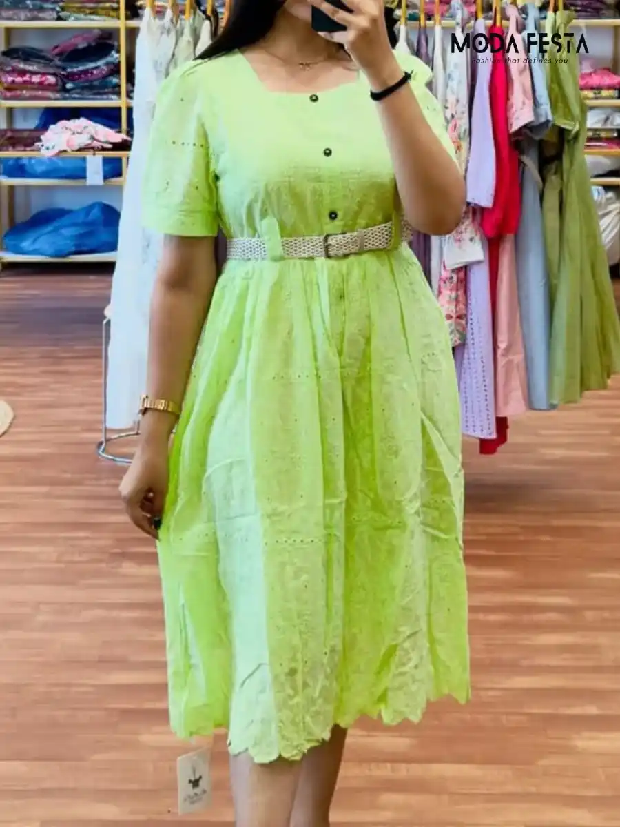 ModaFesta -elegant-a-line-chiken-dress-green