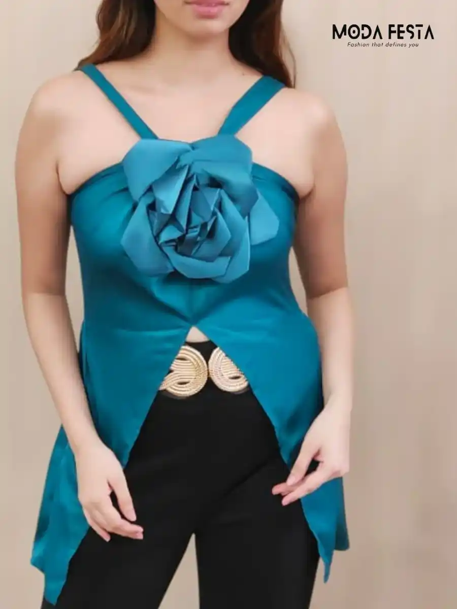 ModaFesta -floral-elegant-party-top-terquish-green-sexy