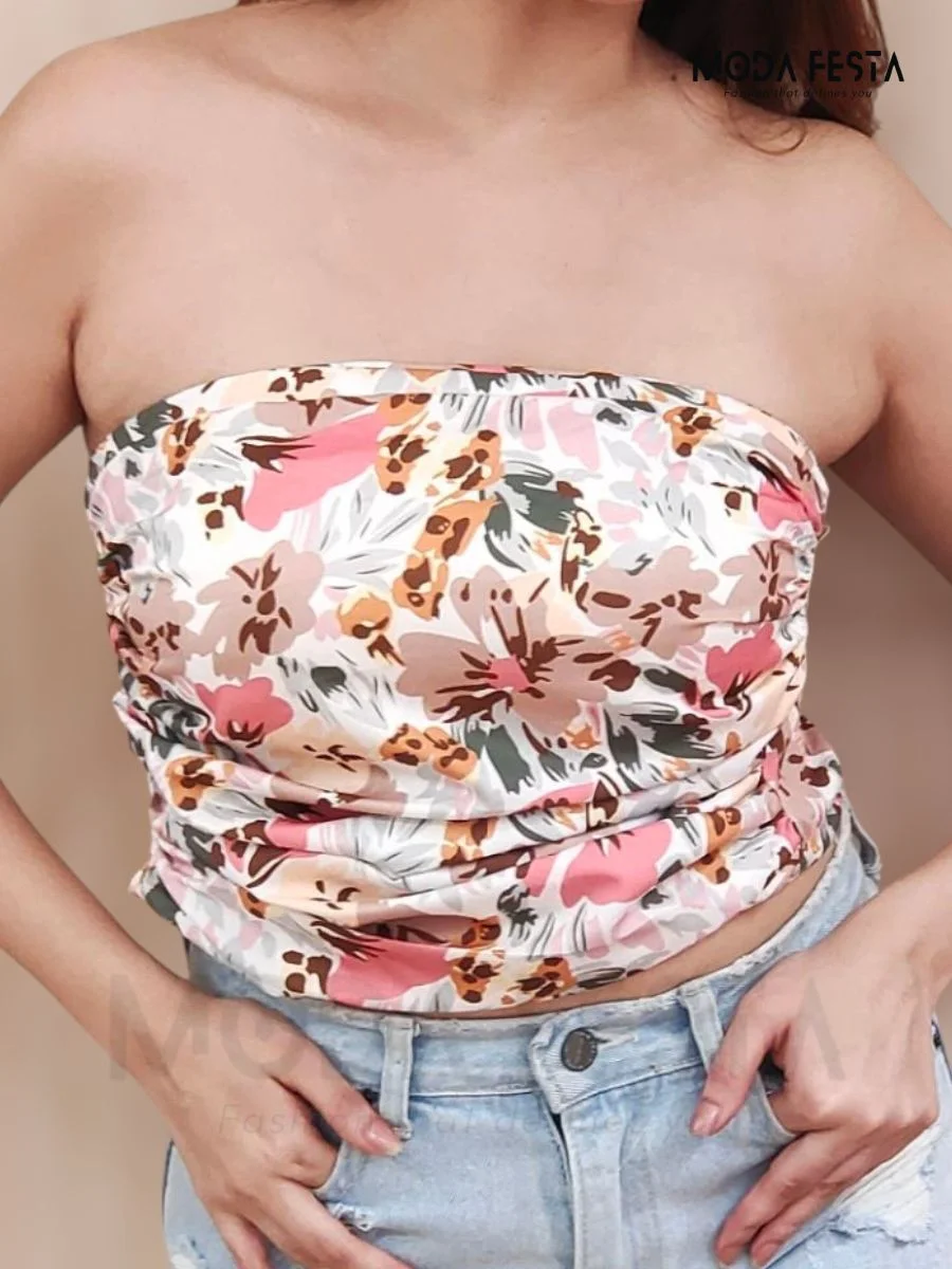Stylish Flora Print TubeTop