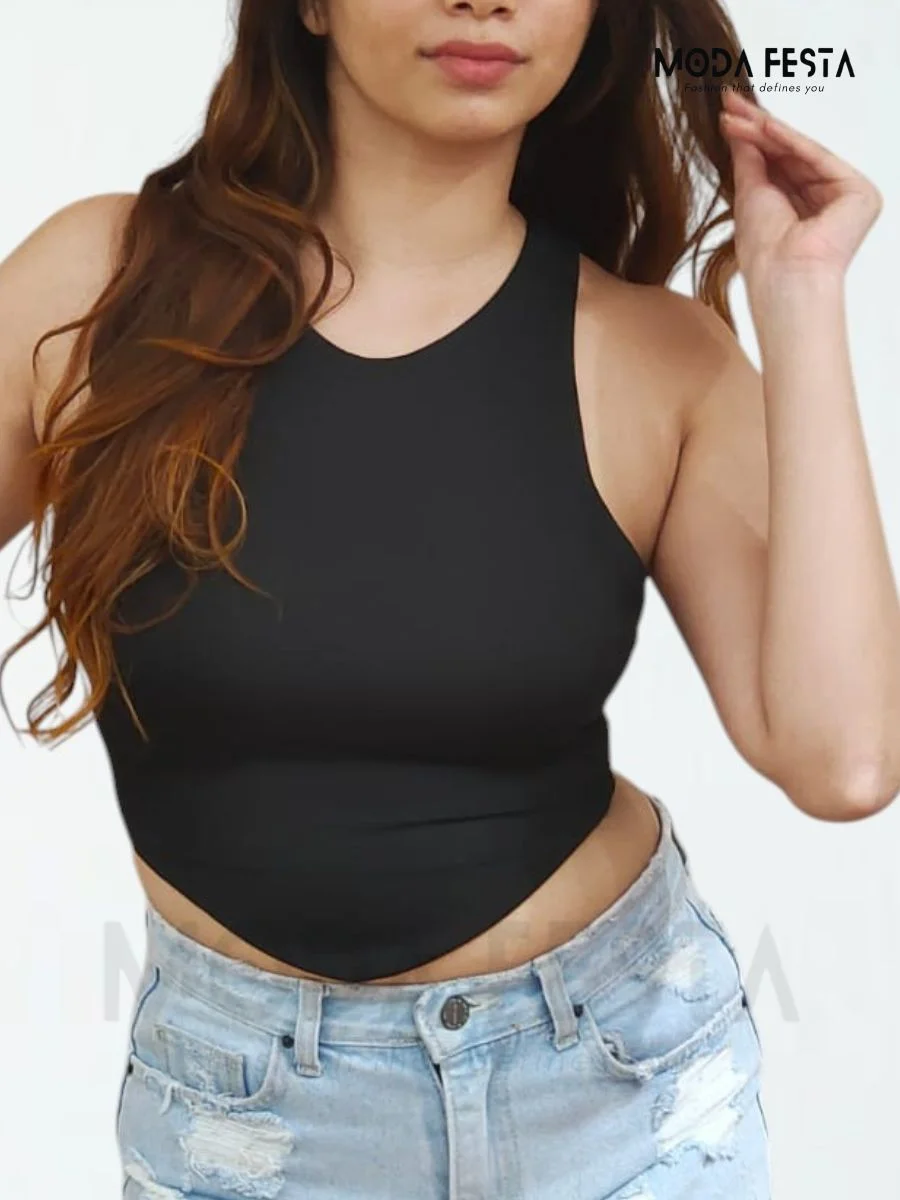 ModaFesta -elegant-crop-top-black