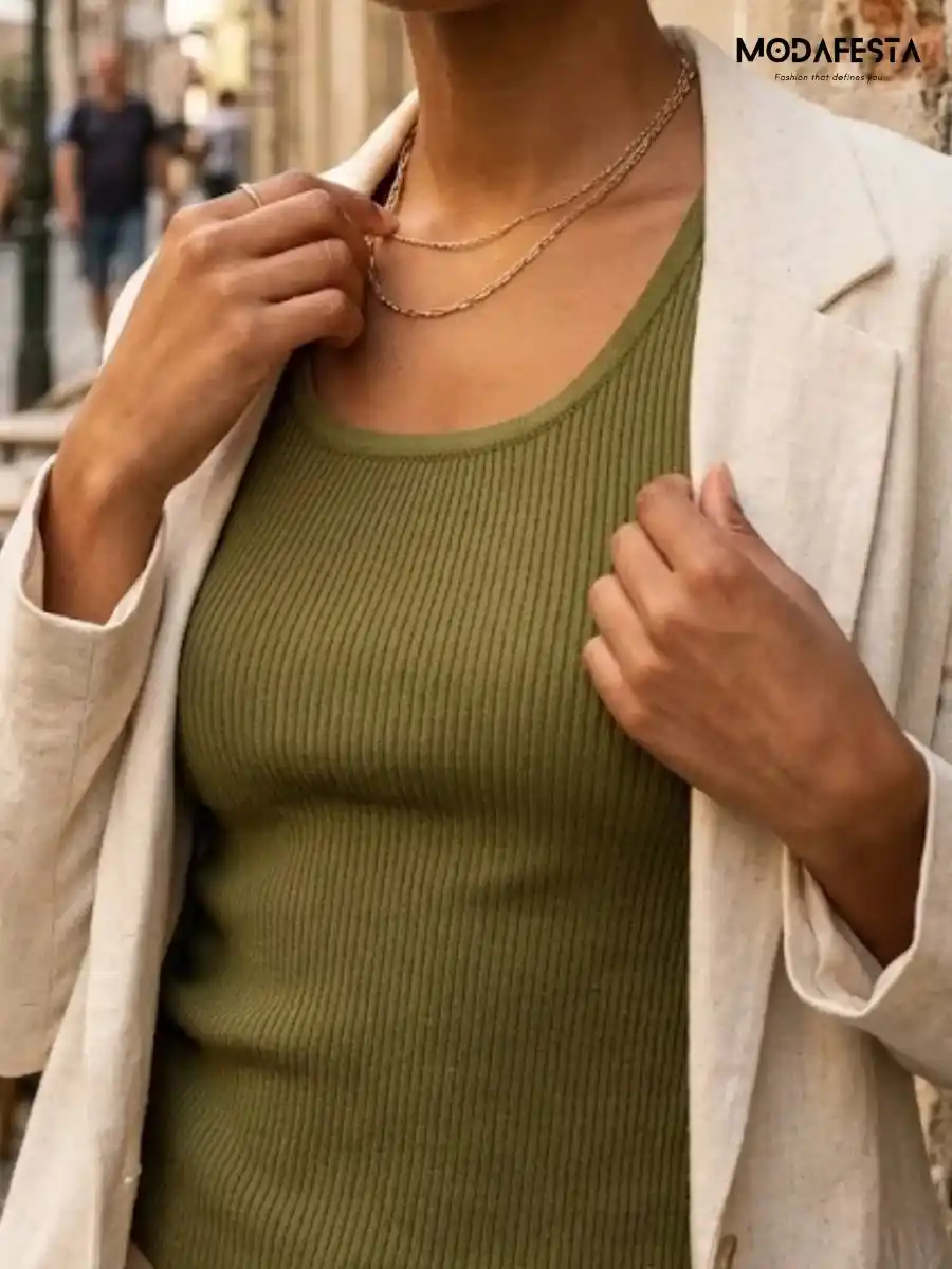ModaFesta -classy-inner-top-olive-green