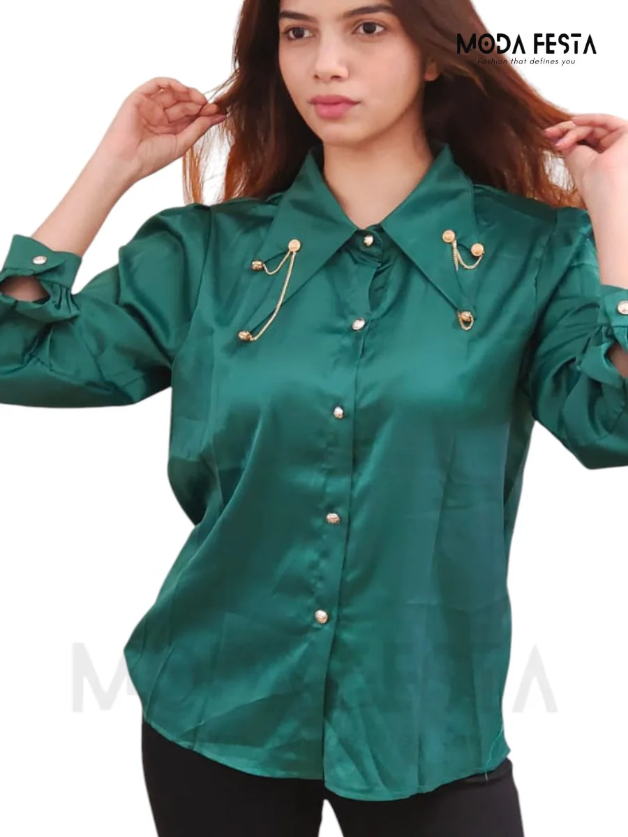 Elegant Style Satin Shirt