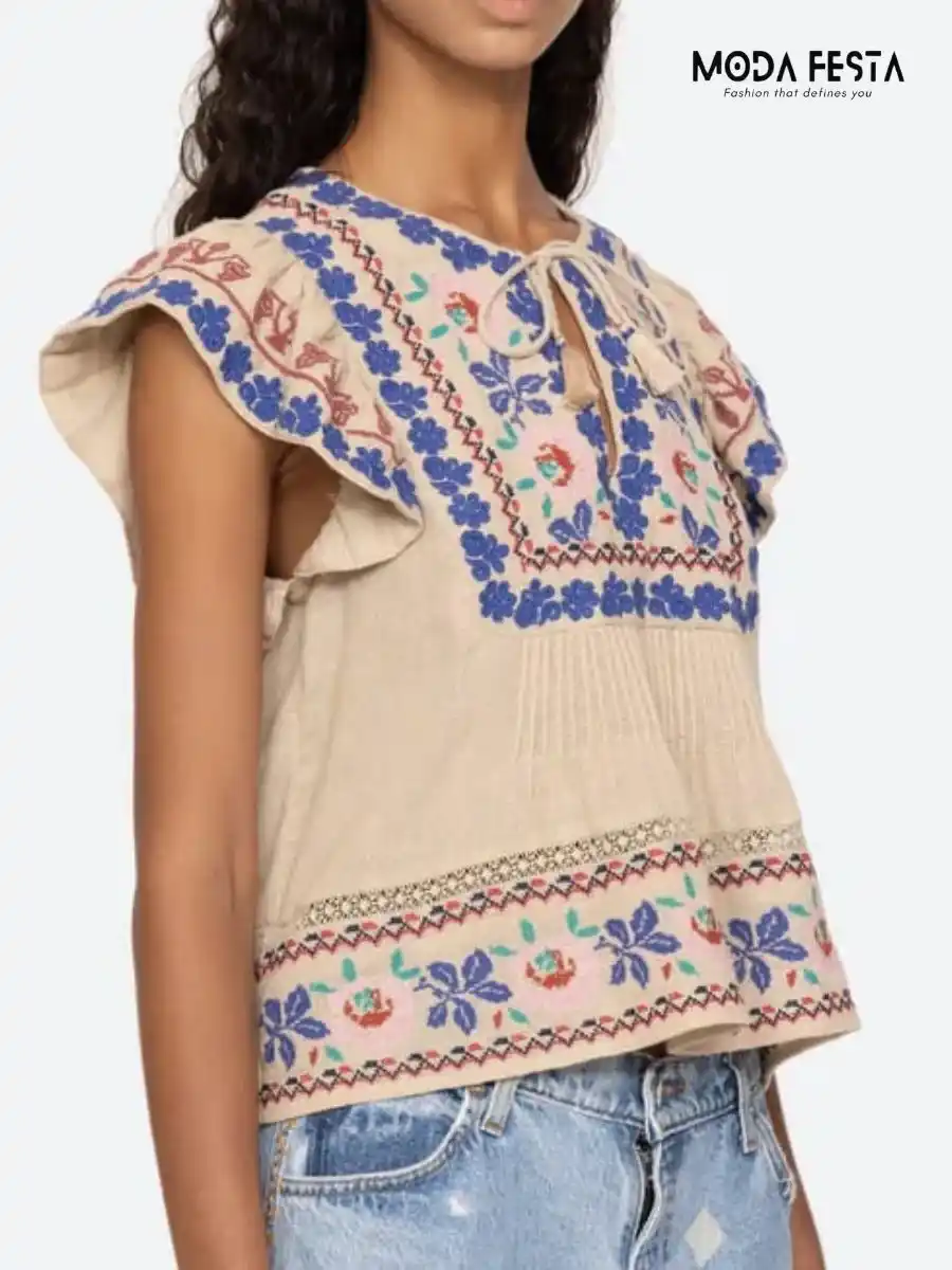 ModaFesta -multicolored-embroidery-top-beige