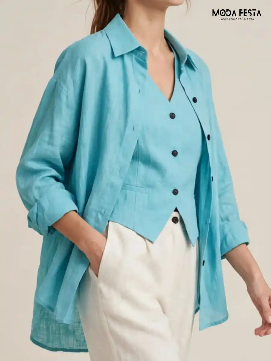 ModaFesta -bright-blue-button-down-shirt