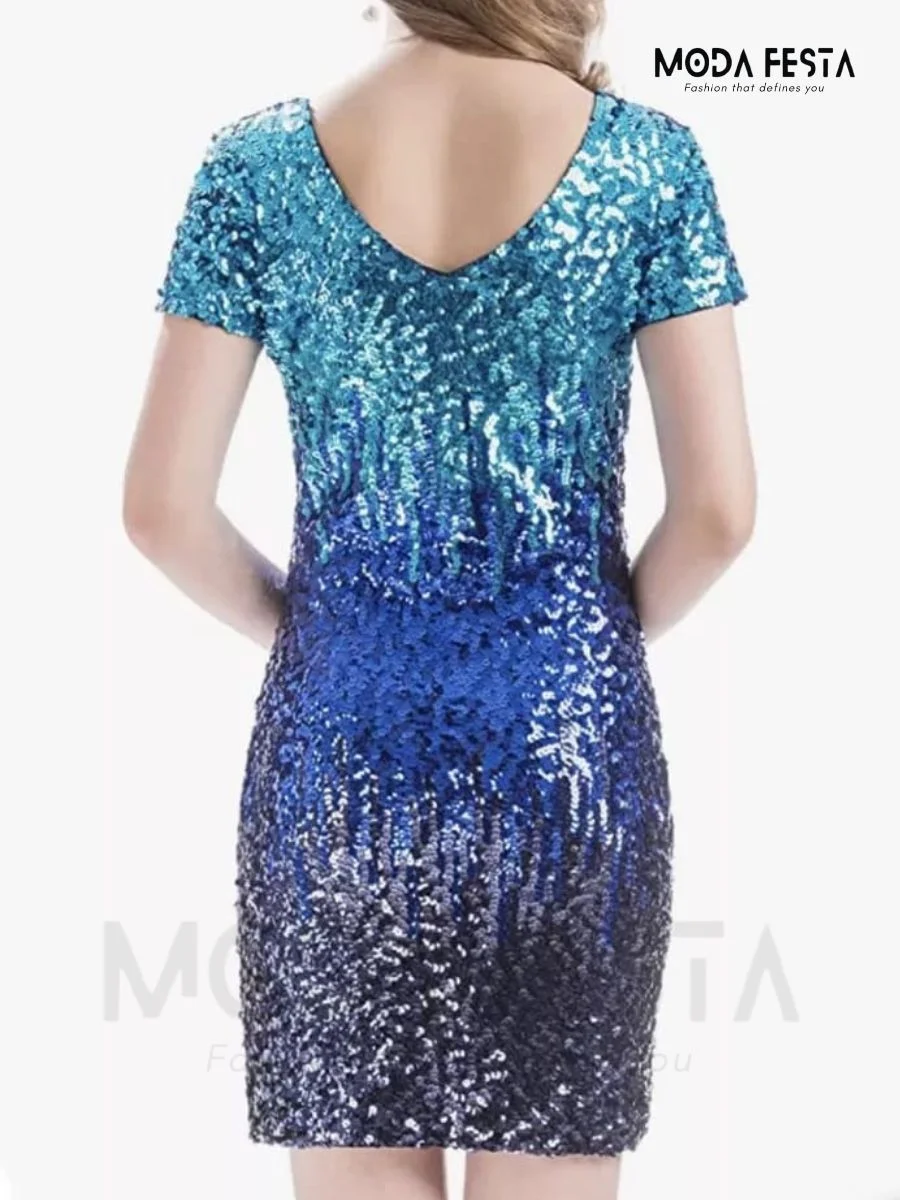 ModaFesta -v-neck-sequin-dress-blue
