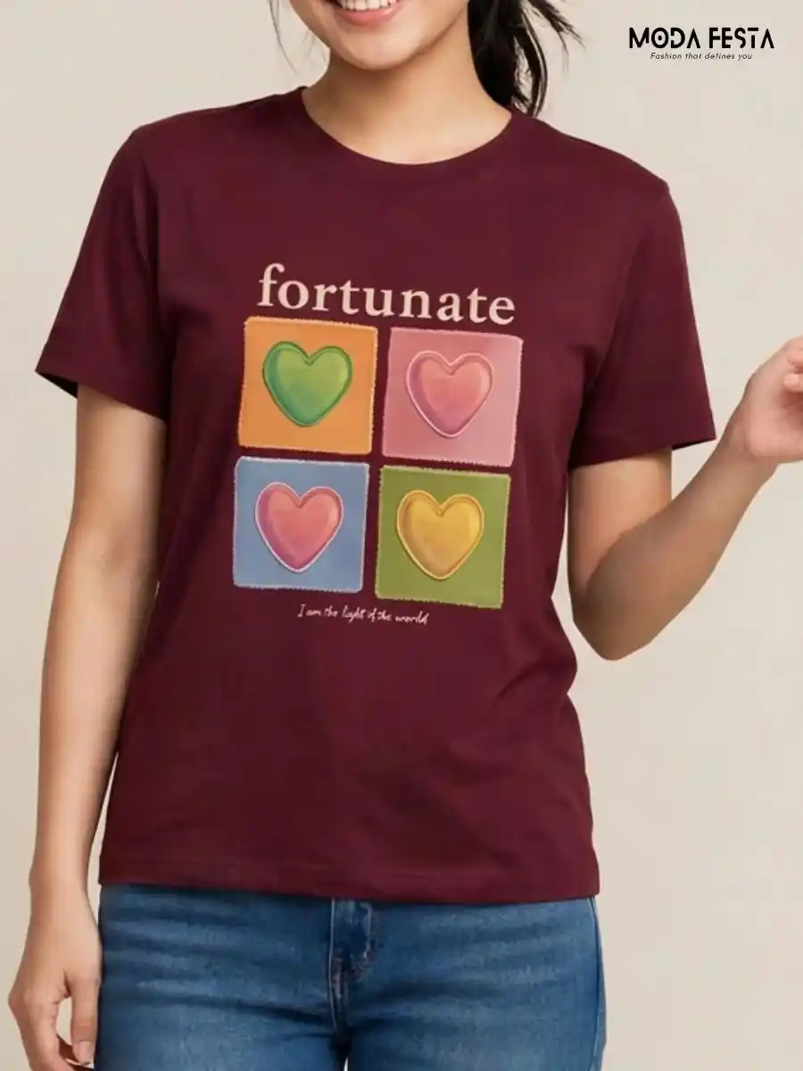Fortunate Heart Panel Graphic Cotton T-Shirt