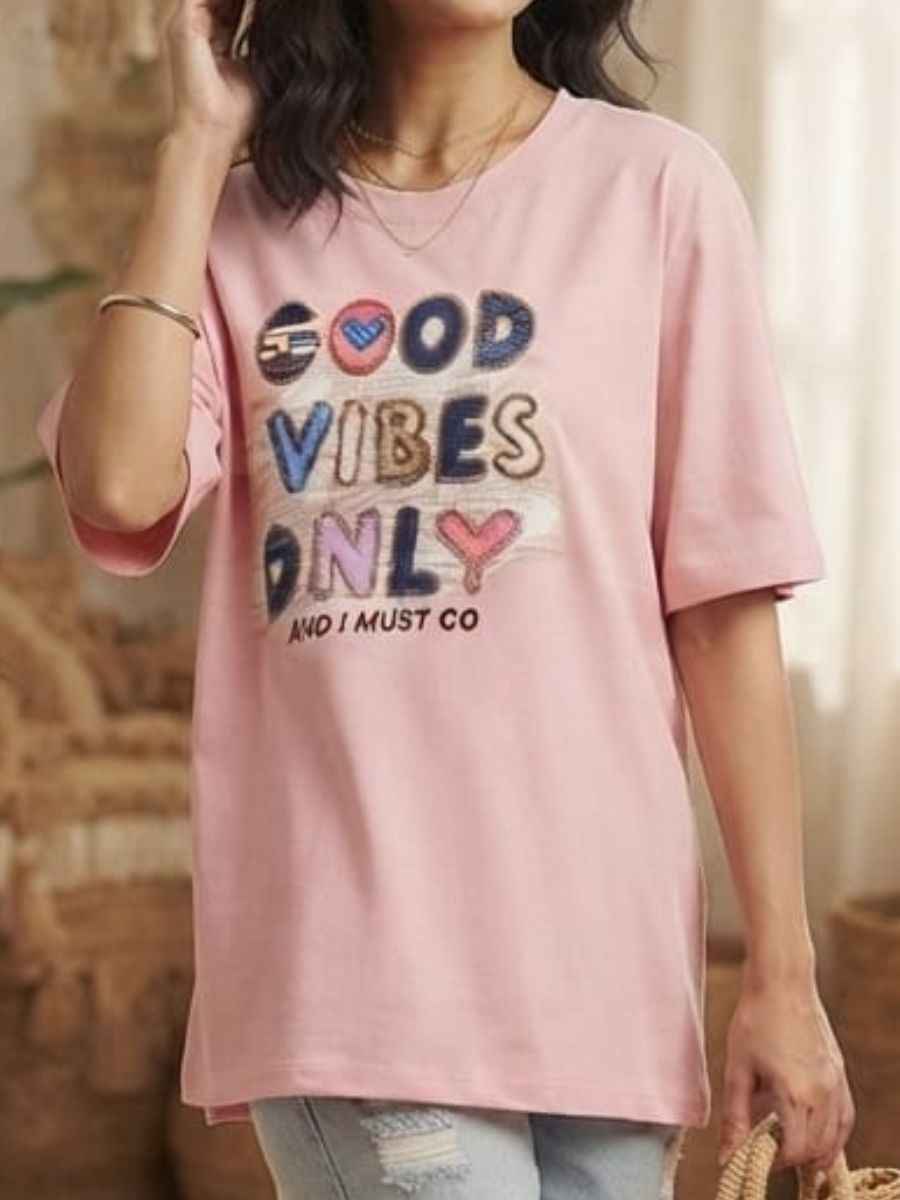 ModaFesta -light-pink-good-vibes-only-oversized-t-shirt