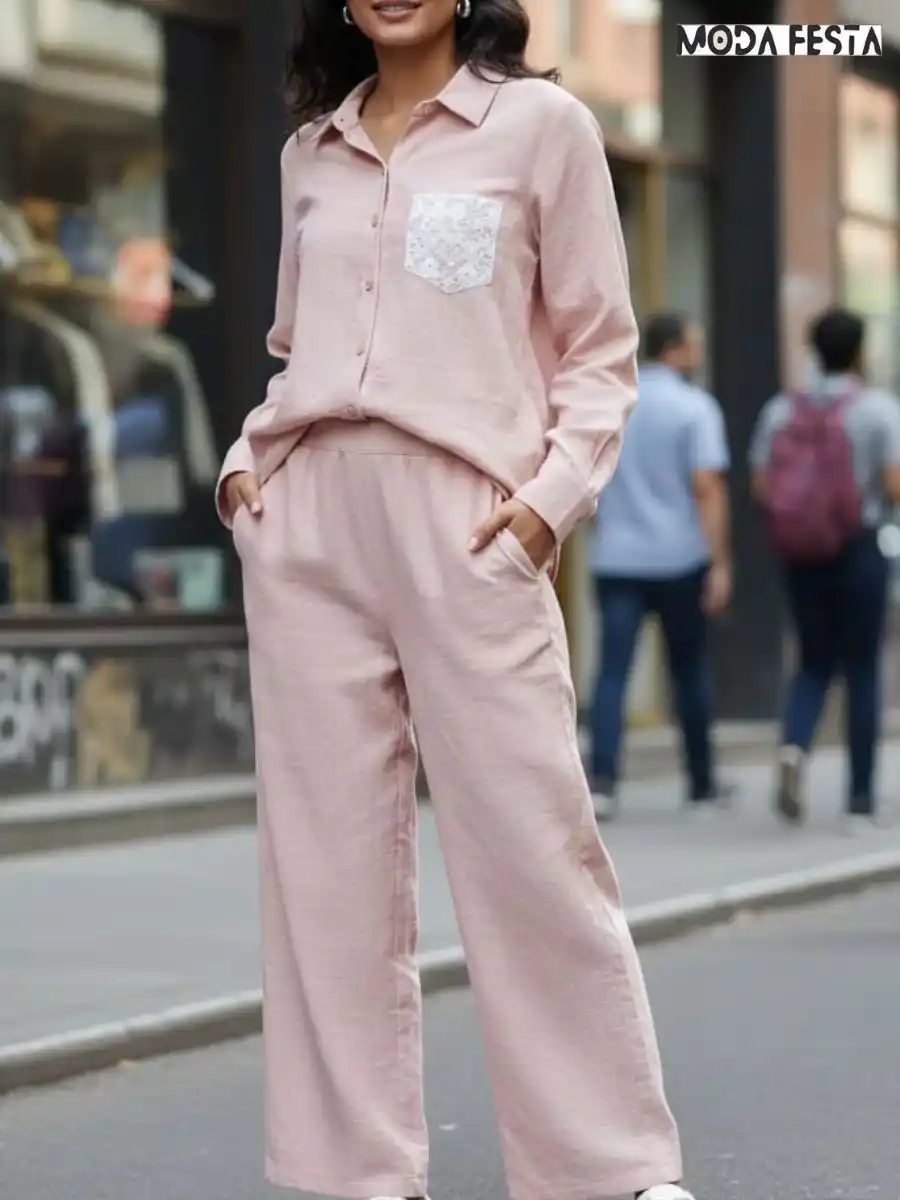 Elegant  Coord Set With Pocket Lace Style