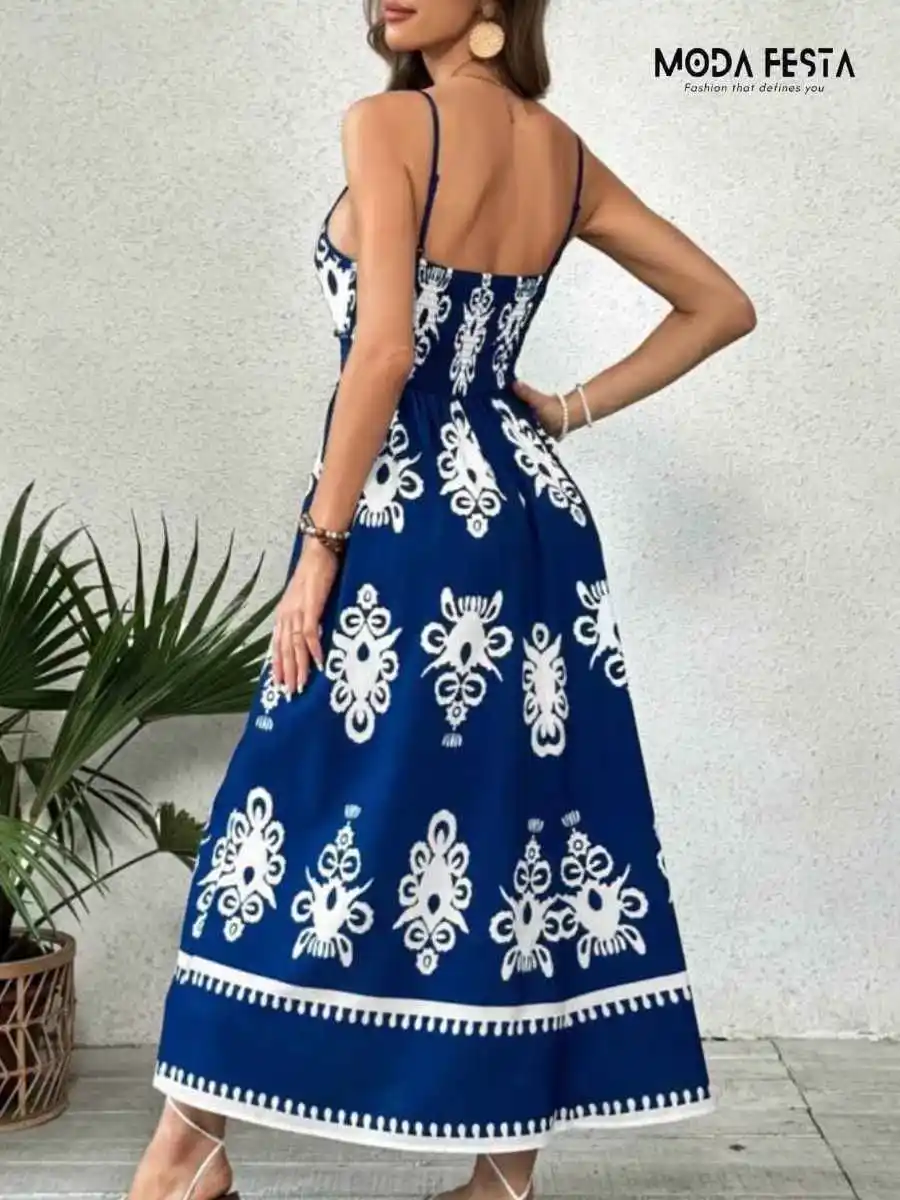 ModaFesta -elegant-retro-print-dress-blue