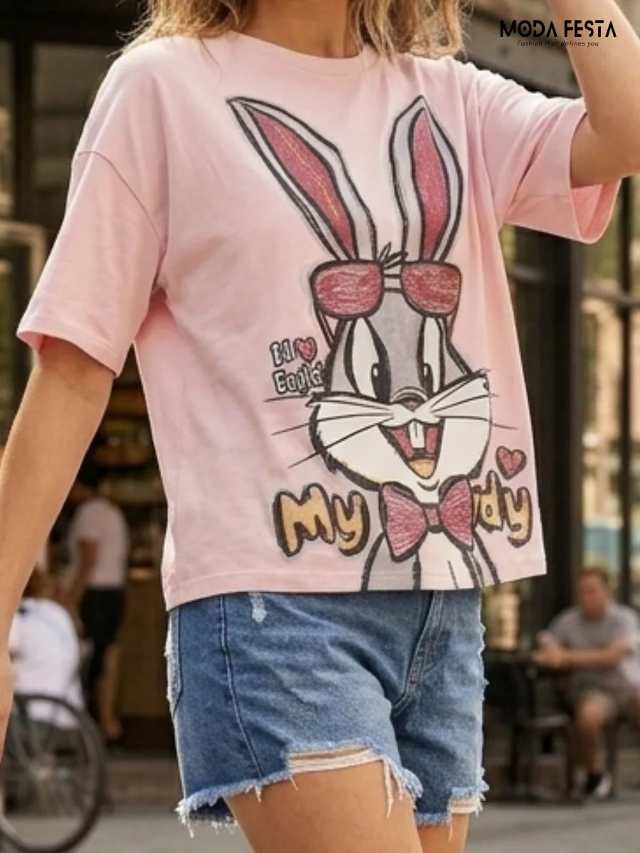 ModaFesta -pink-Bugs-bunny-tee