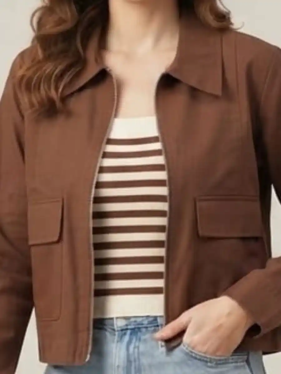 ModaFesta -womens-solid-brown-full-sleeve-casual-crop-jacket