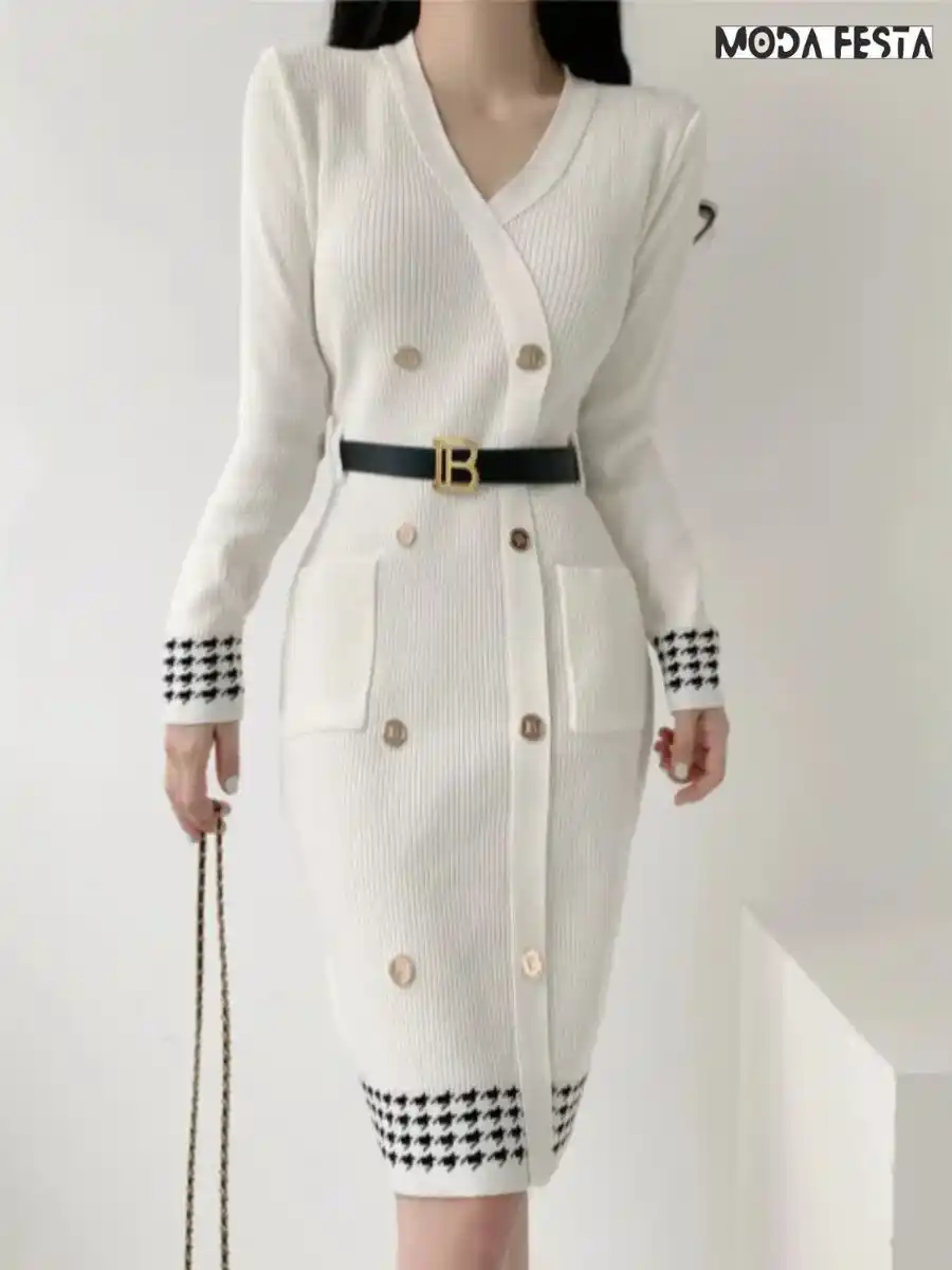 ModaFesta -stylish-cabaret-dress-with-belt-white