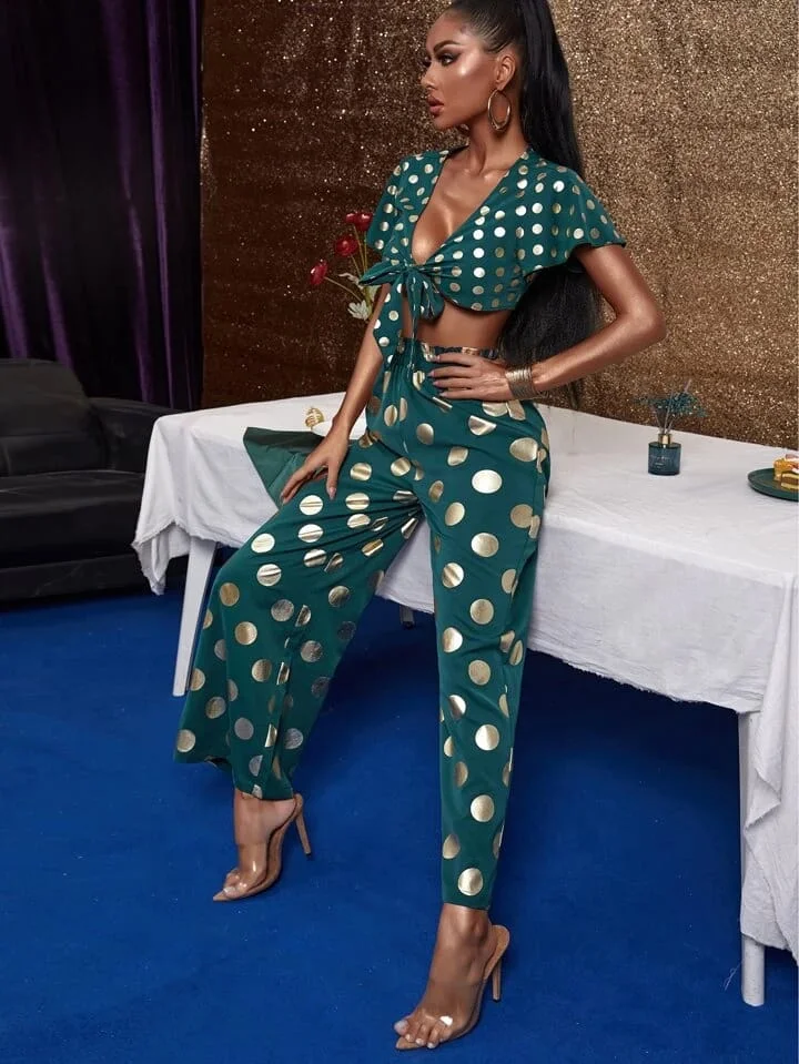 ModaFesta -green-polka-co-ord-set