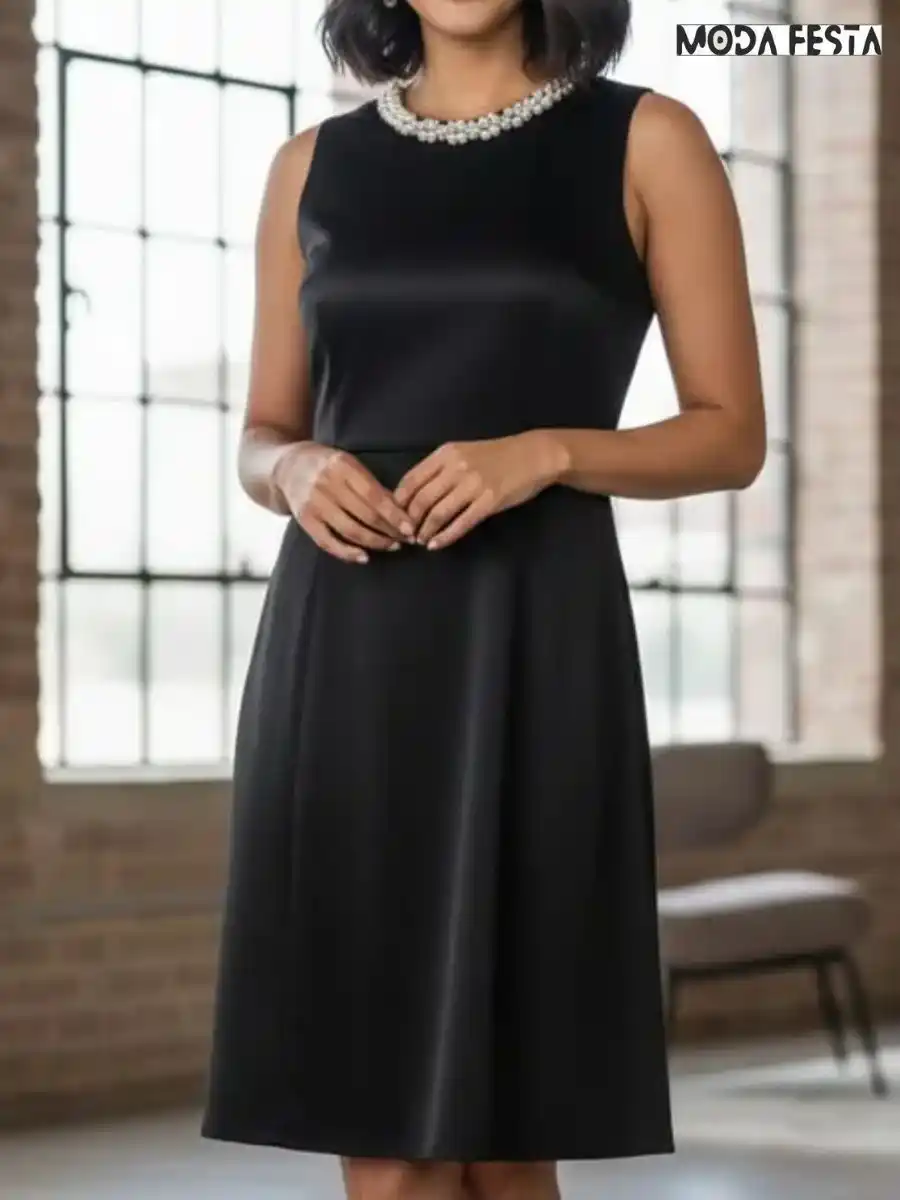 Black Velvet Short Dress With Moti
