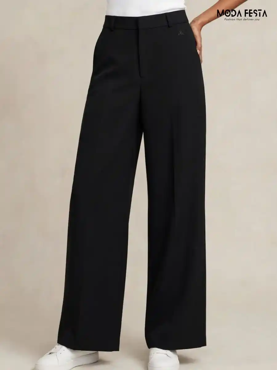 ModaFesta -classic-black-high-waist-wide-leg-trousers