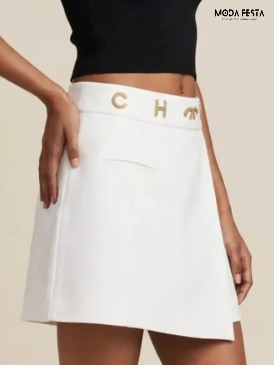 ModaFesta -embellished-waist-white-wrap-mini-skirt