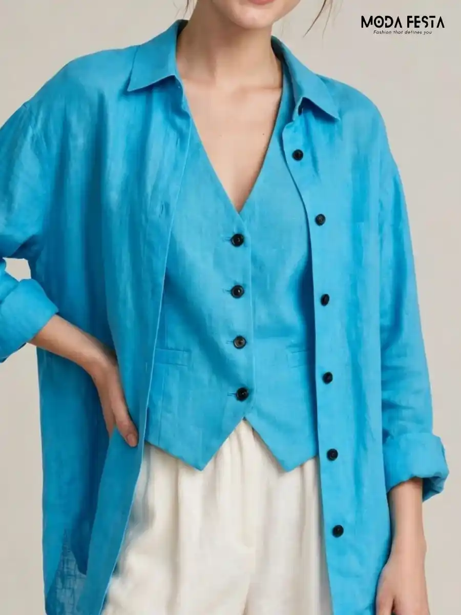 ModaFesta -bright-blue-button-down-shirt
