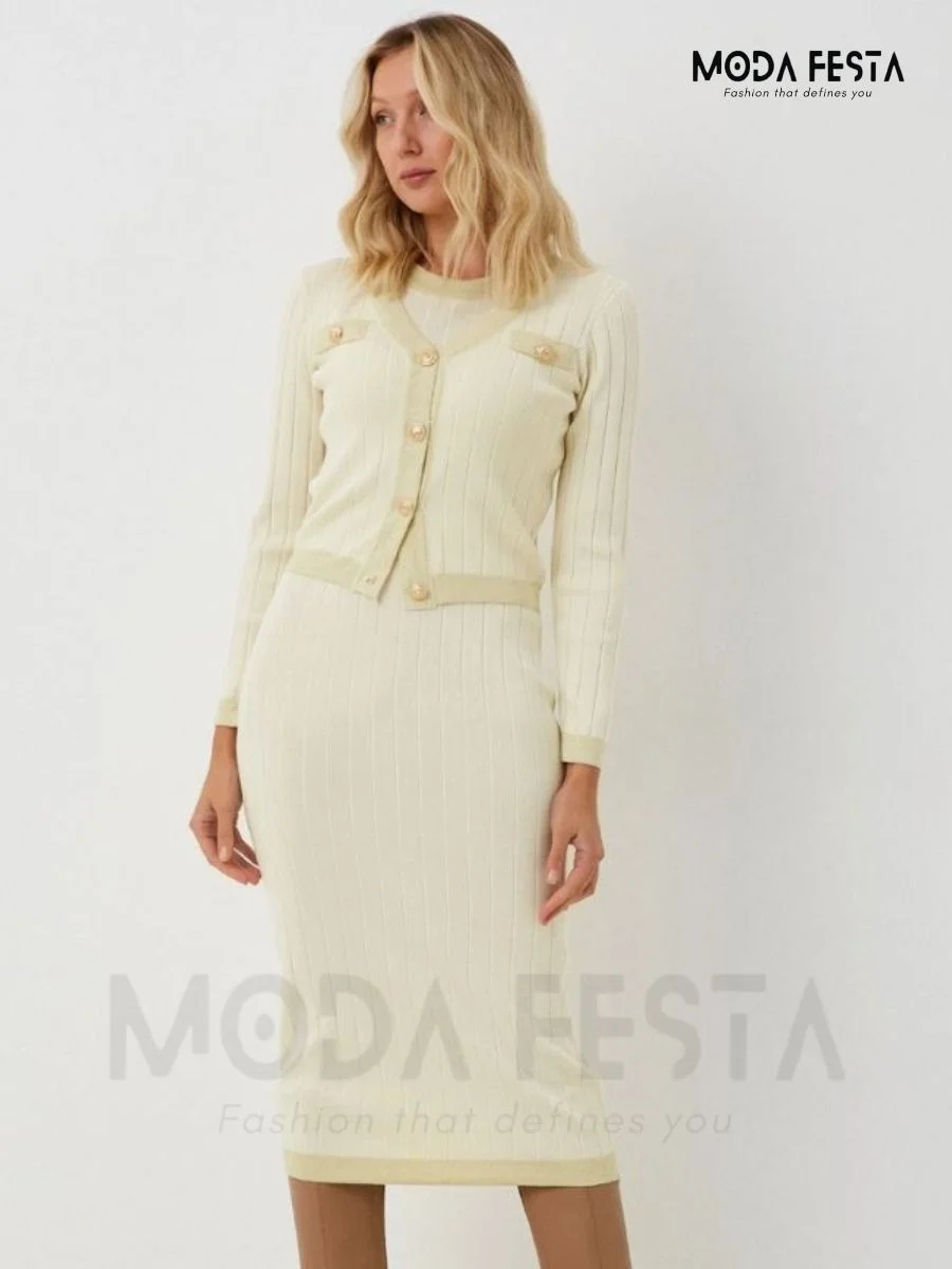 ModaFesta -v-neck-two-piece-dress-white