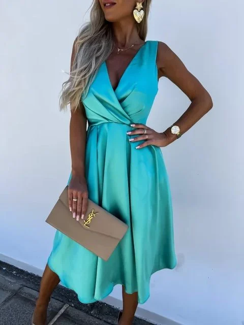 ModaFesta -casual-sleevless-party-dress-green