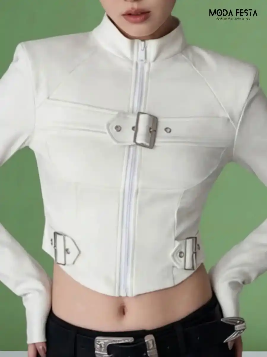 Cyberpunk  White Crop Top