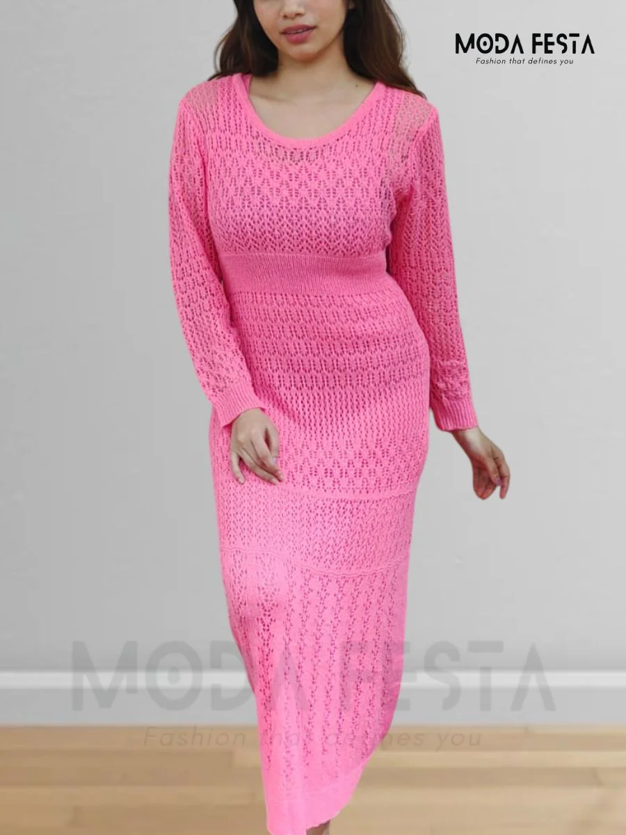 ModaFesta -winter-pink-bodycon-dress