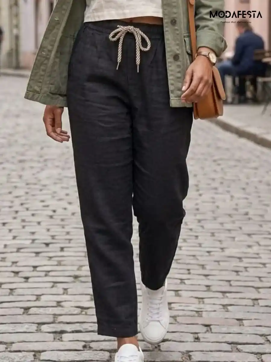 ModaFesta -elegant-linen-pant-black
