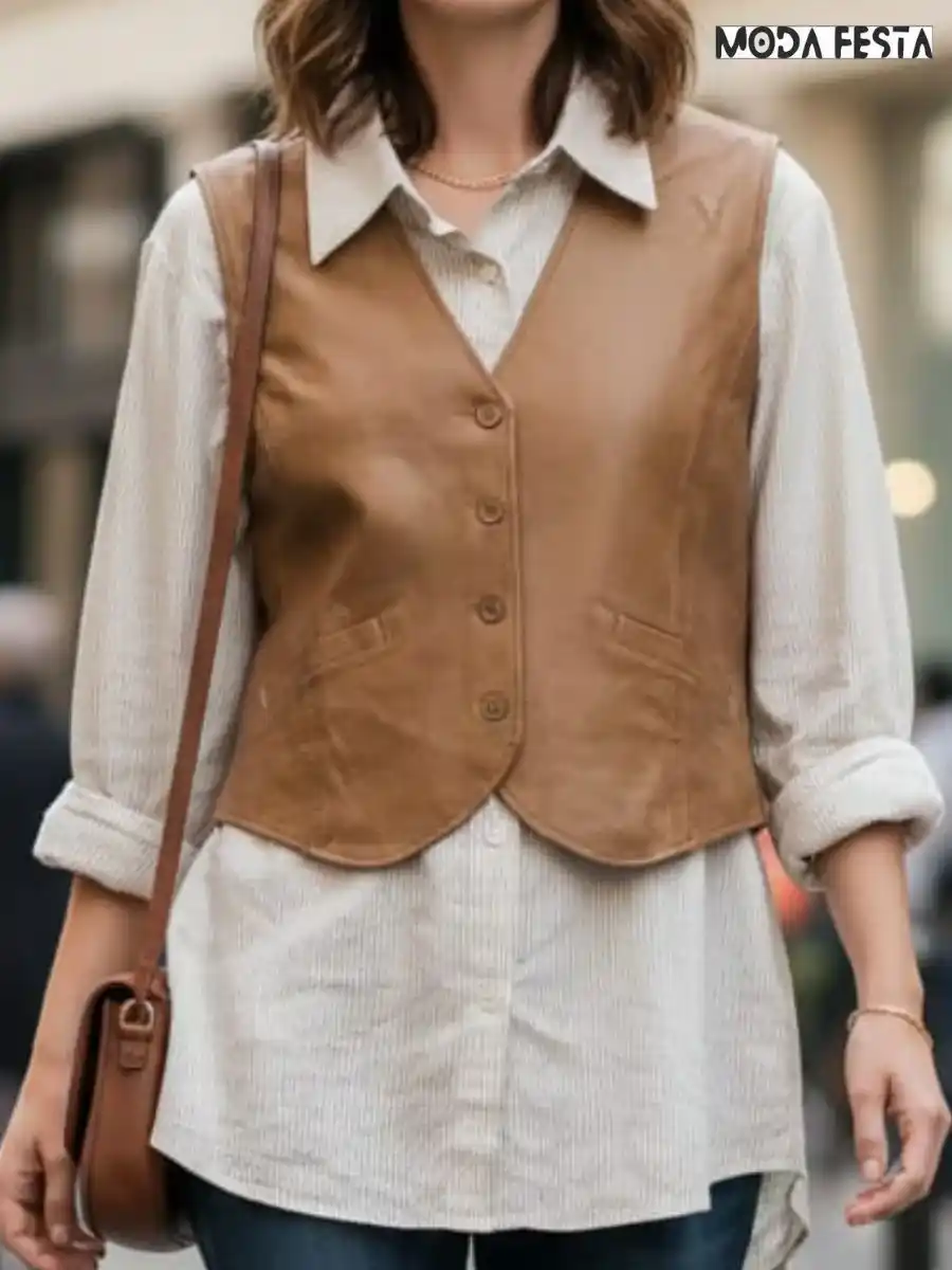 Stylish Stripe Shirt Vest Style