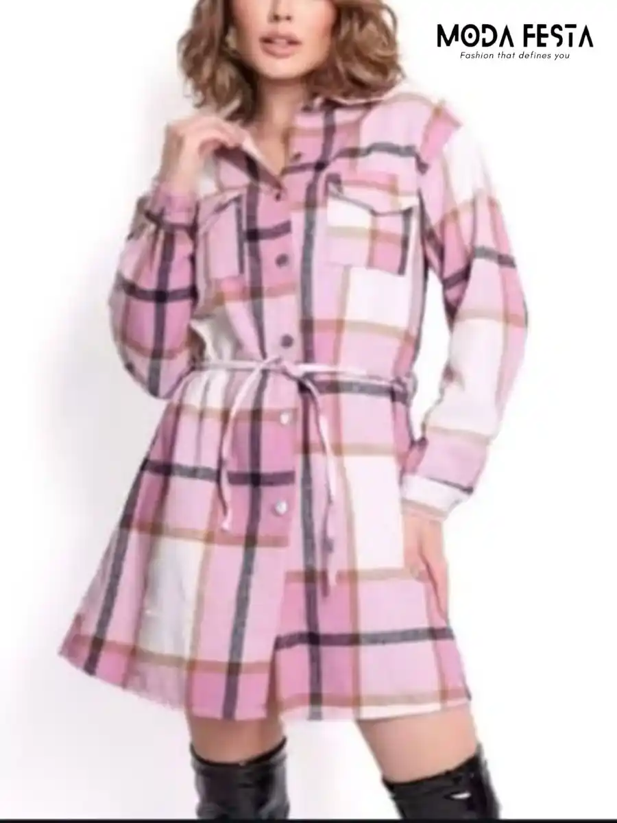 Elegant Chex Overcoat Jacket