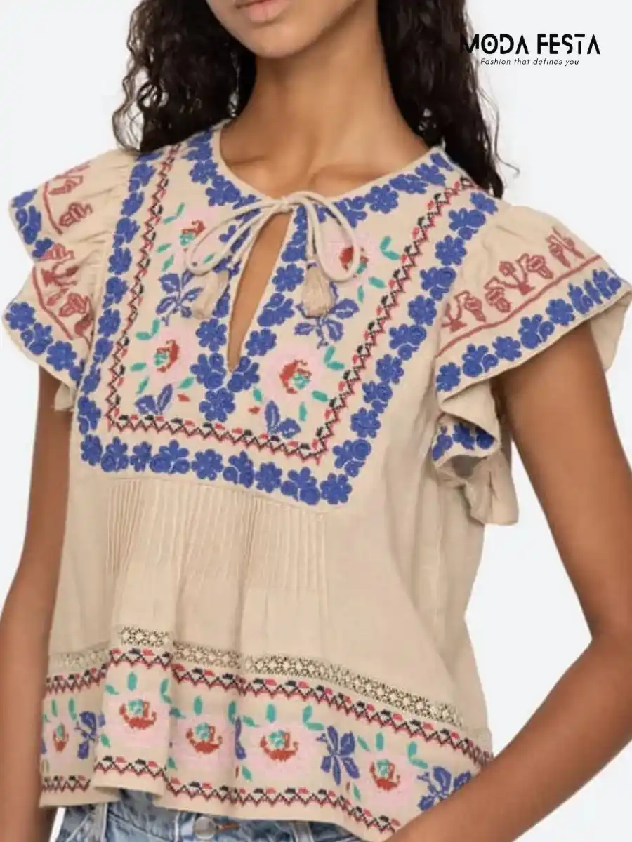 ModaFesta -multicolored-embroidery-top-beige