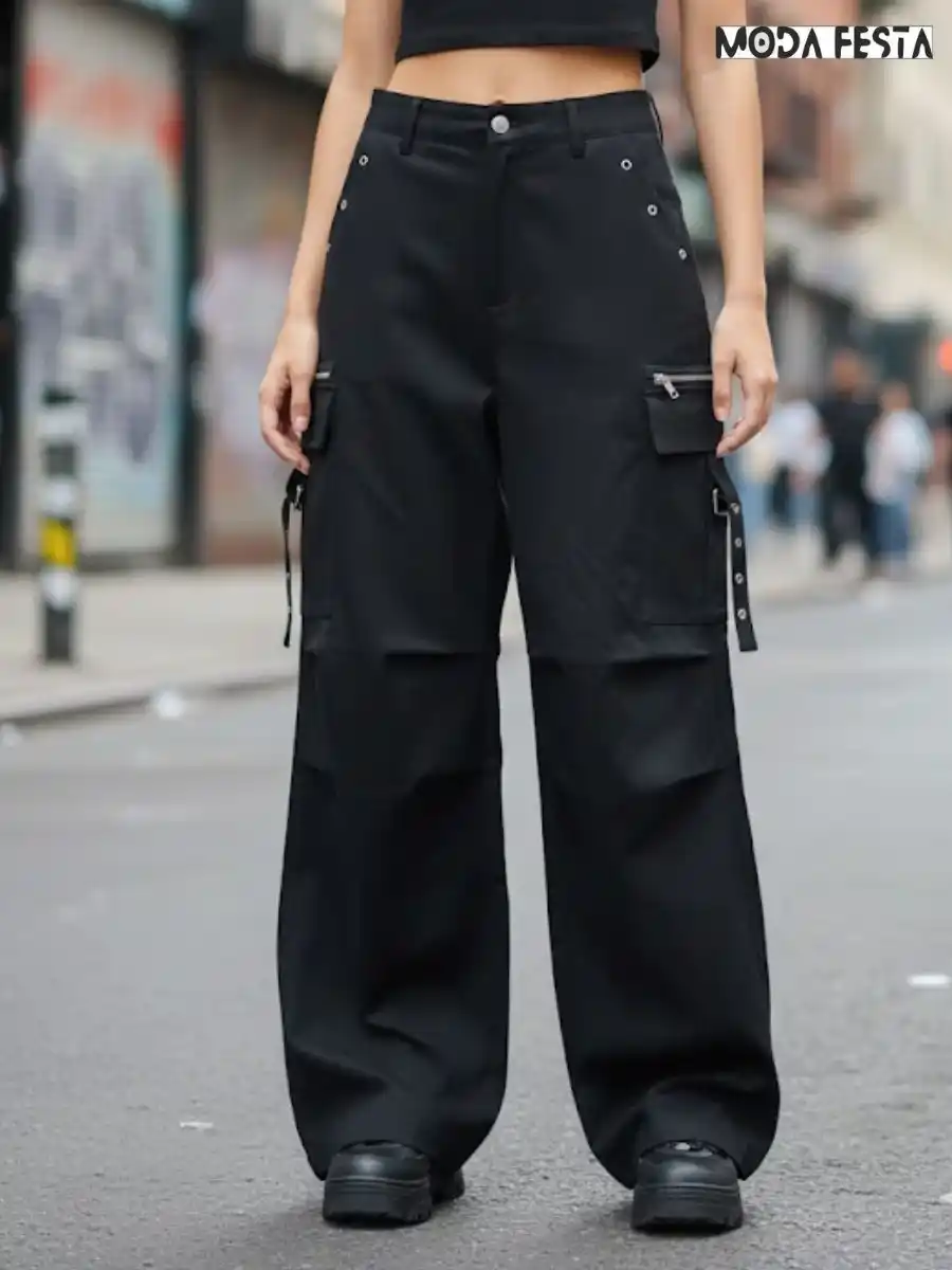 ModaFesta -elegant-street-style-cargo-black