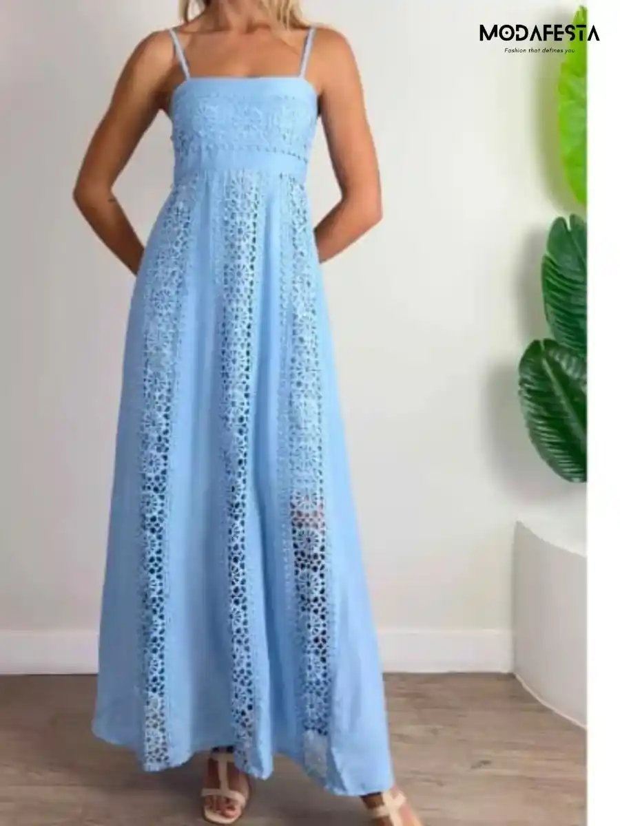 ModaFesta -elegant-spaghetti-cotton-lace-dress-sky-blue